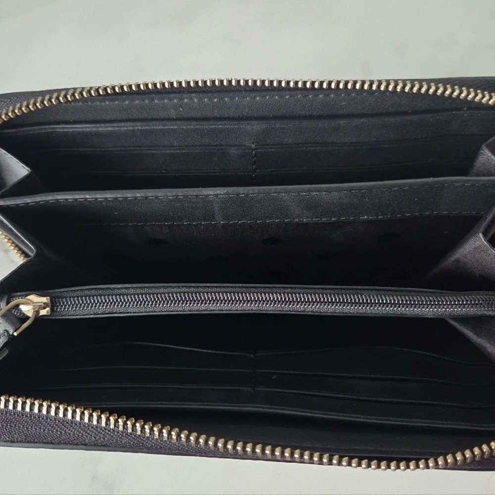Kate Spade Leila Large Continental Wallet Black Pebbled Leather